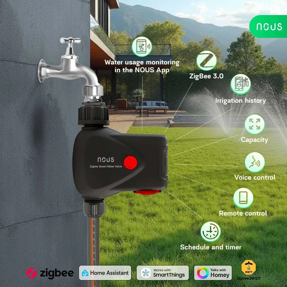 Nous L14 Zigbee išmanusis vandens vožtuvas IP66