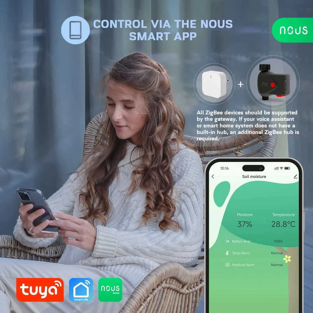 Nous L14 Zigbee išmanusis vandens vožtuvas IP66
