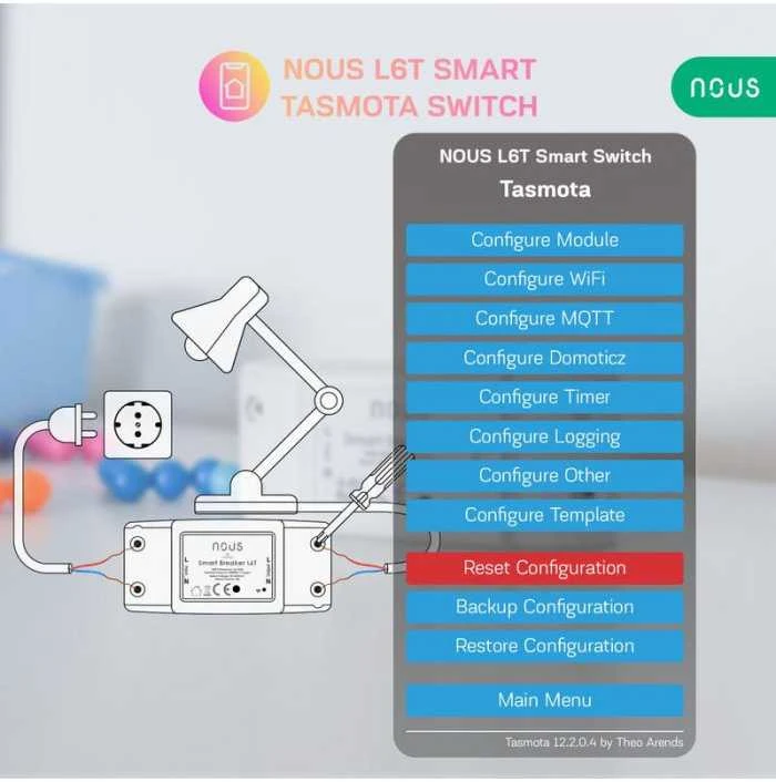 NOUS L6T Wifi Tasmota išmanioji relė 10A
