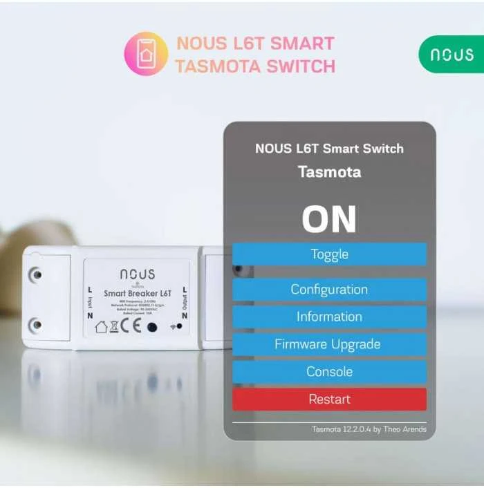 NOUS L6T Wifi Tasmota išmanioji relė 10A