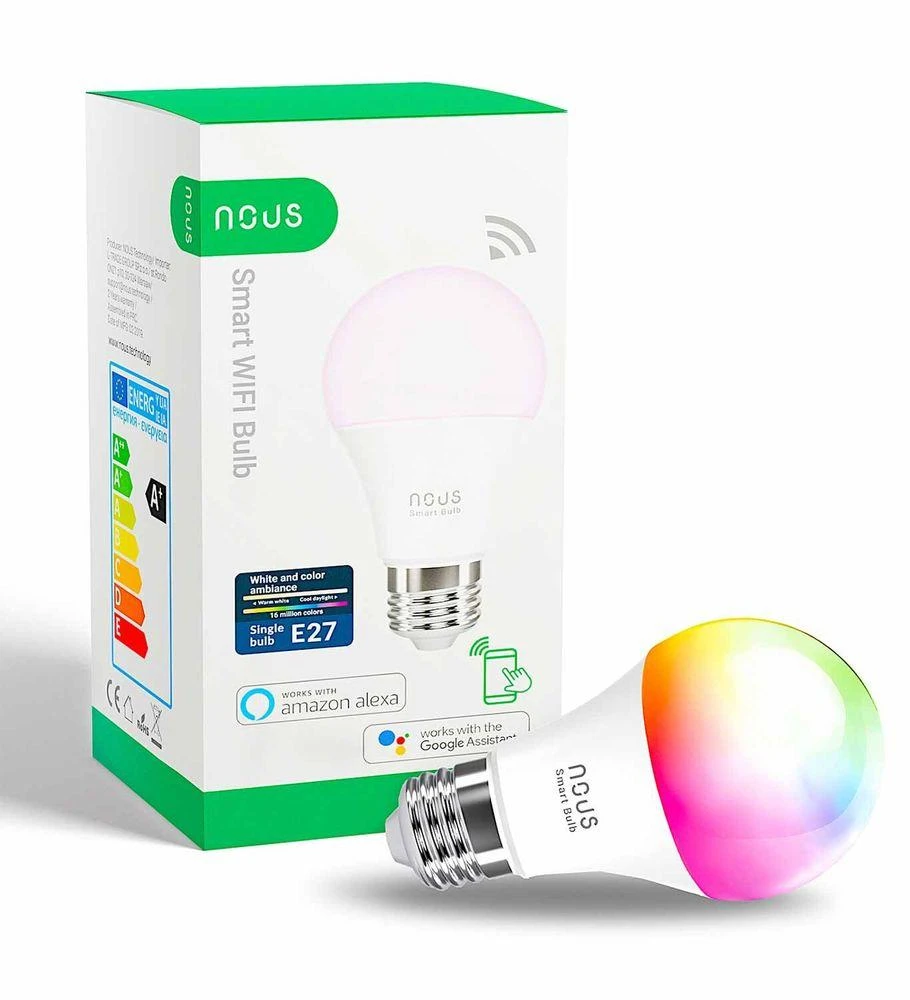 Lemputė LED E27, 230V, 9W, 810lm, 2700K - 6500K, RGB, išmanioji Wi-Fi, valdoma programėle, TUYA / Smart Life, P3, NOUS