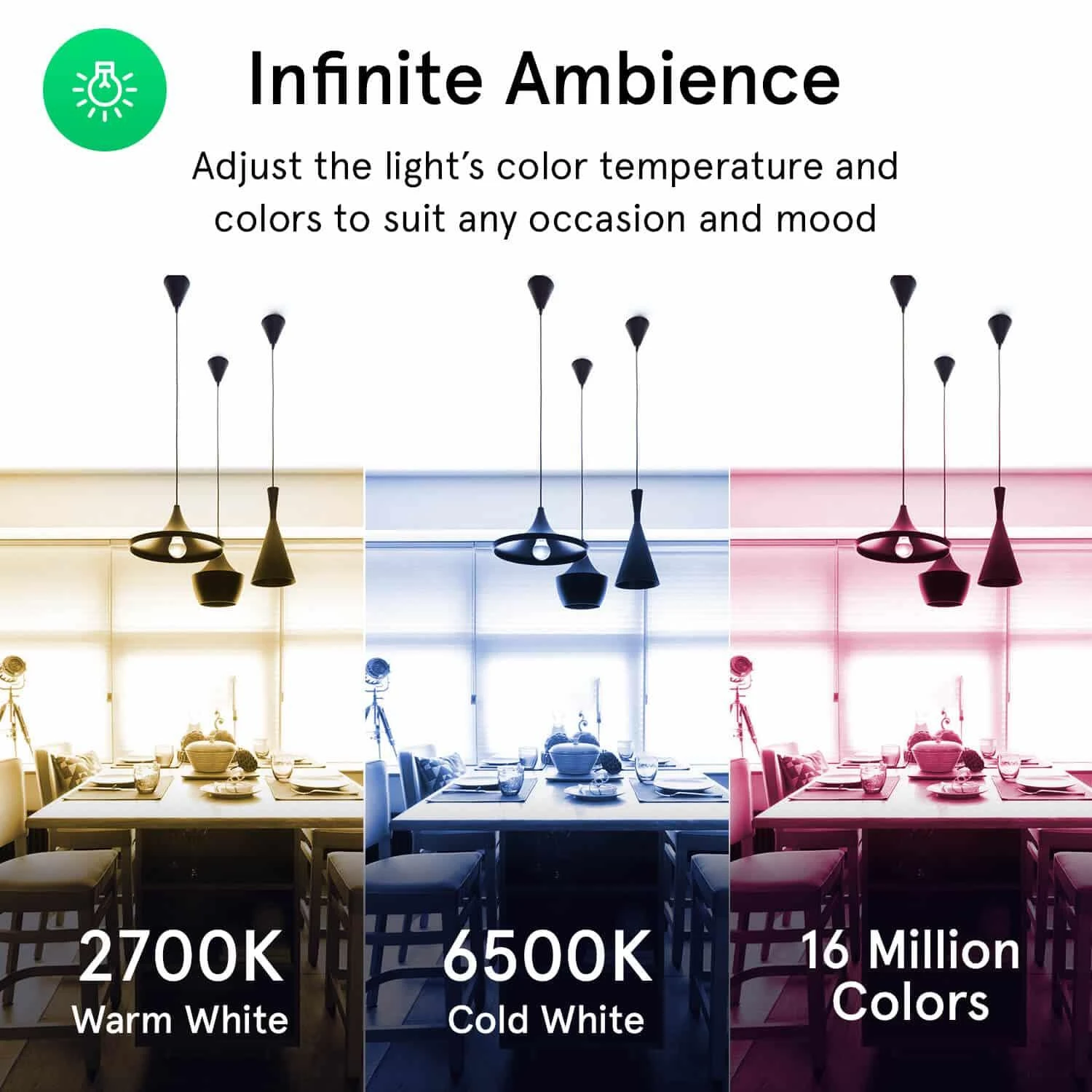 Lemputė LED E27, 230V, 9W, 810lm, 2700K - 6500K, RGB, išmanioji Wi-Fi, valdoma programėle, TUYA / Smart Life, P3, NOUS