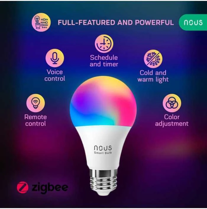 NOUS P3Z Zigbee išmanioji lemputė RGB E27 TUYA