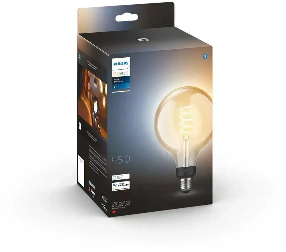 Philips Hue Baltas Ambiance LED G125 lempa E27 Zigbee, Bluetooth
