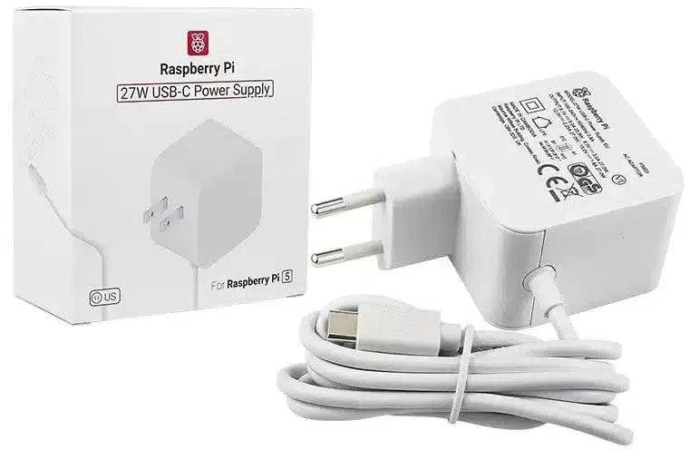 Raspberry Pi 27W USB-C maitinimo šaltinis - 5.1V/5A skirtas Raspberry Pi 5 - baltas