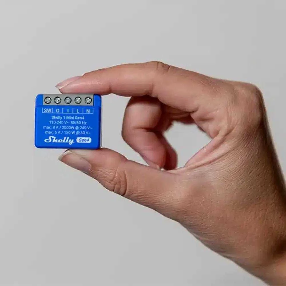 Shelly 1 Mini Gen4 1 kanalo relė 8A (WiFi, Bluetooth, Zigbee, Matter)