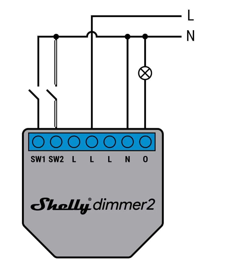 Shelly Dimmer 2 Wi-Fi valdoma relė su pritemdymo funkcija ir be nulinės linijos