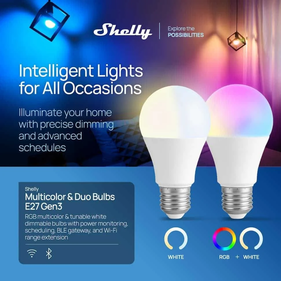 SHELLY Duo Bulb Gen3 E27 LED Bulb