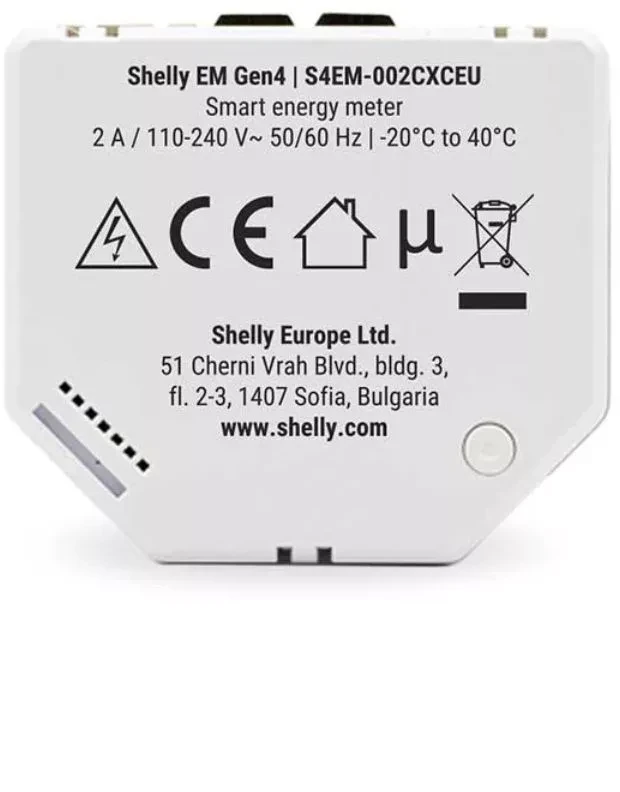 Shelly EM Gen4 išmanus dviejų kanalų elektros energijos matuoklis