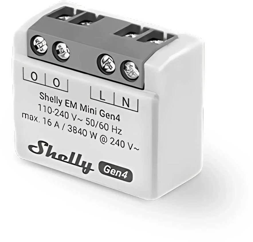 Shelly EM Mini Gen4 galios matuoklio modulis 16A (WiFi, Bluetooth, Zigbee, Matter)