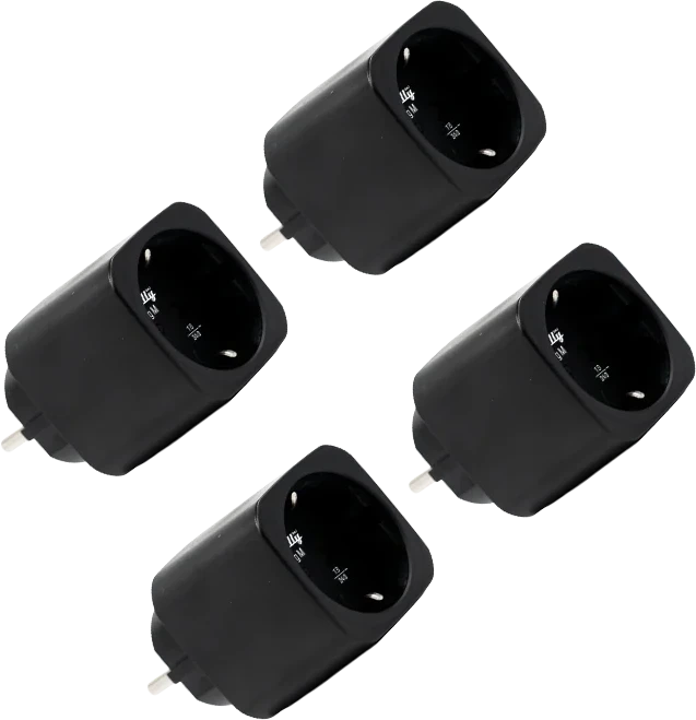 Shelly Plug M Gen3 - 4 vnt. išmanių Wi-Fi Matter kištukinių lizdų su galios matavimu (juodas)