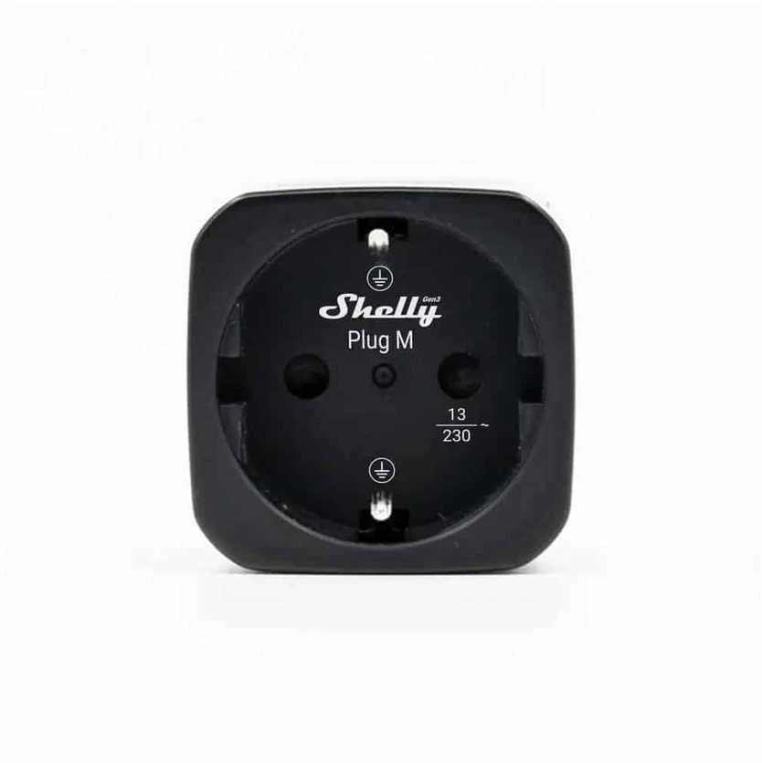 Shelly Plug M Gen3 – išmanusis Wi-Fi Matter kištukinis lizdas su galios matavimu (juodas)