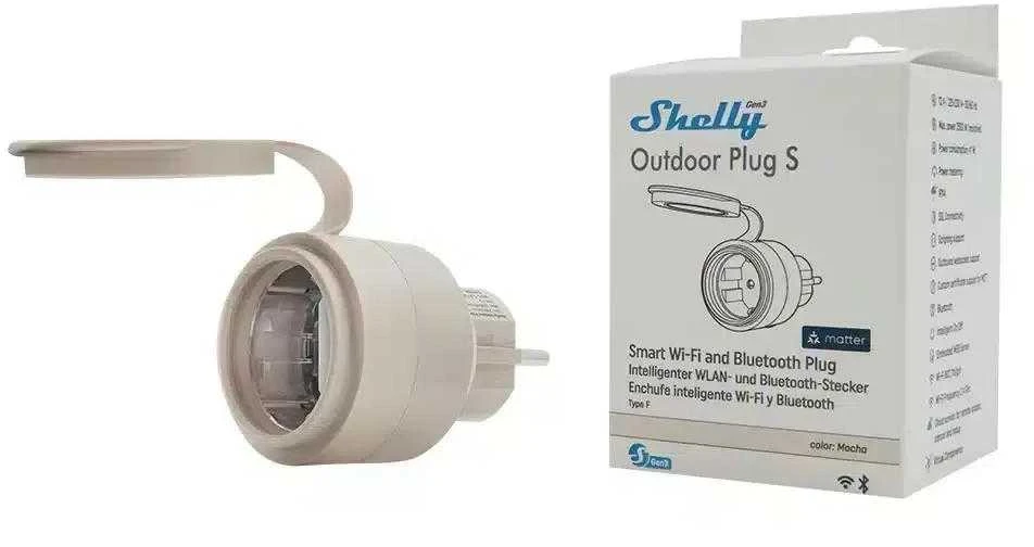 Shelly Plug S Gen3 lauko išmanusis kištukas Mocha