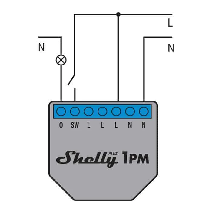 Shelly Plus 1PM WiFi valdomas relės jungiklis, 1 kanalas 16A, su galios matavimu (Bluetooth)