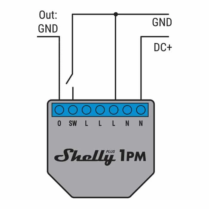 Shelly Plus 1PM WiFi valdomas relės jungiklis, 1 kanalas 16A, su galios matavimu (Bluetooth)