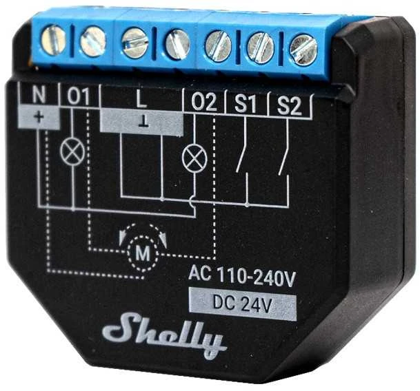 Shelly Plus 2PM 2x - 2 kanalų relė žaliuzių ir variklio valdymas su energijos matavimu Wifi Bluetooth
