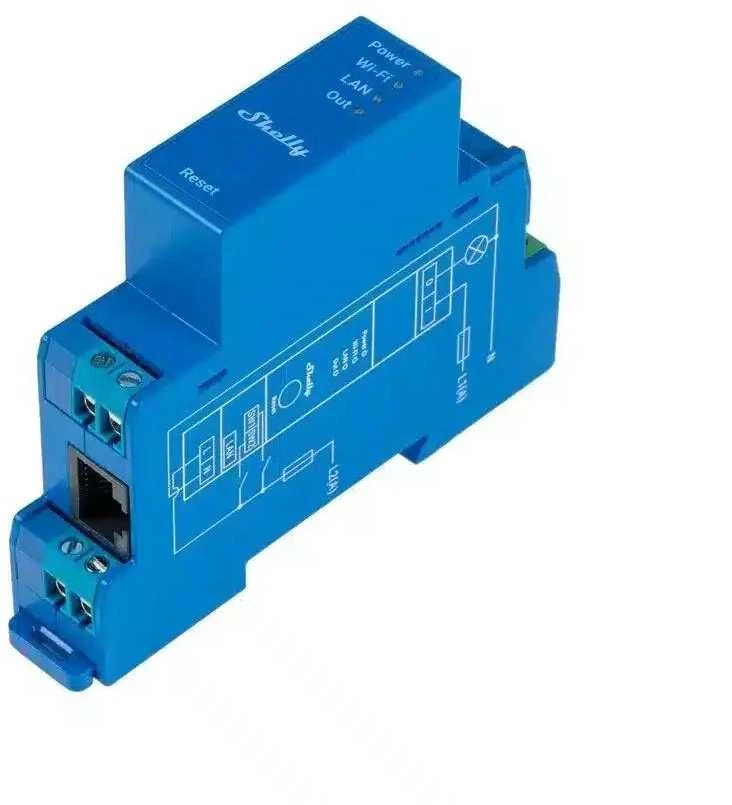 Shelly PRO 1 išmanioji 1 kanalo relė valdoma Wifi LAN ar Bluetooth montuojama ant DIN bėgelio