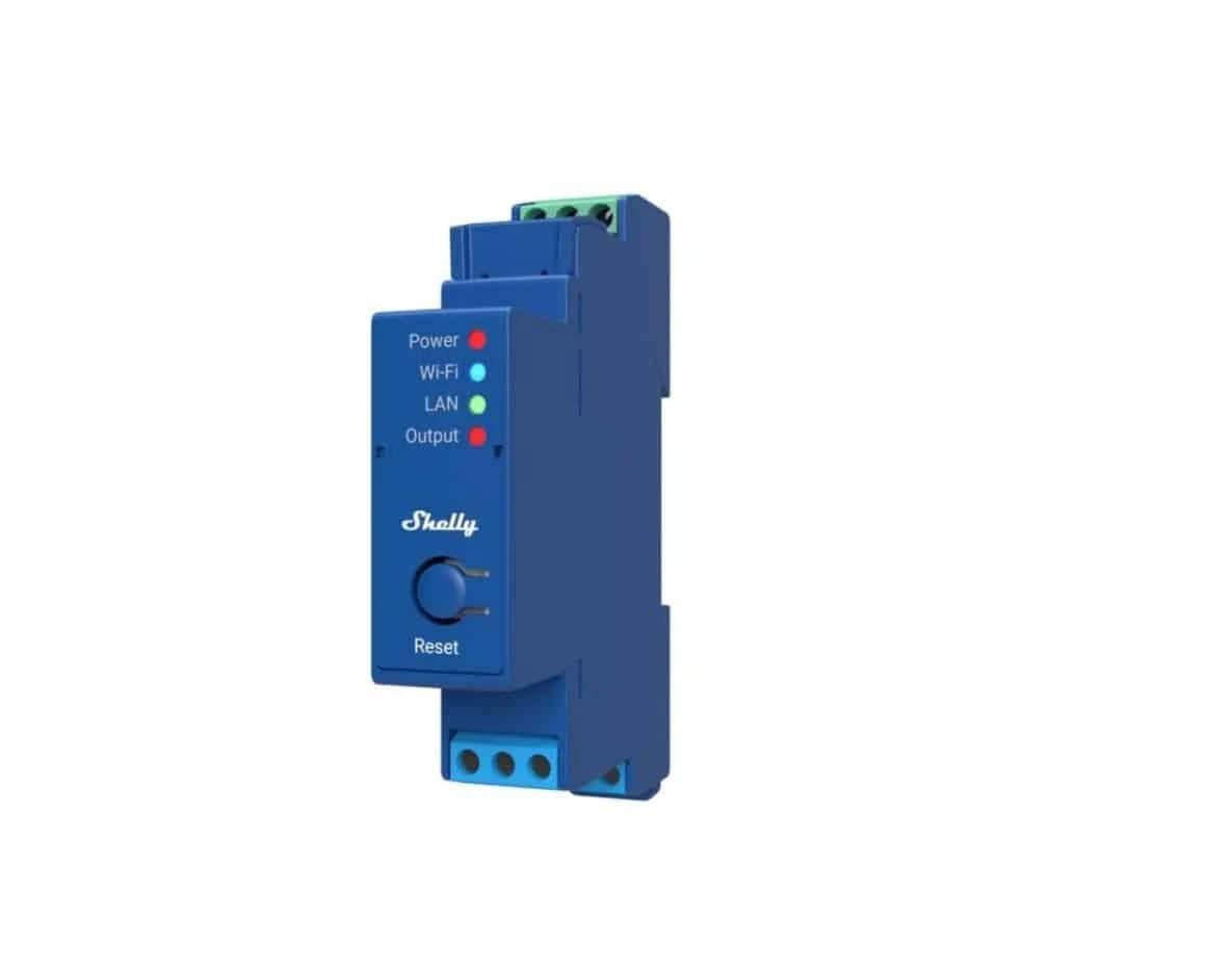 Shelly PRO 1 išmanioji 1 kanalo relė valdoma Wifi LAN ar Bluetooth montuojama ant DIN bėgelio