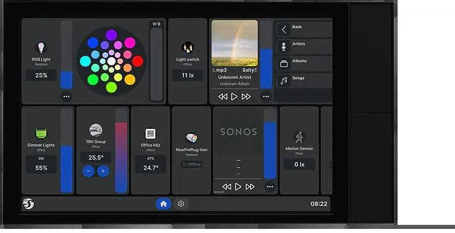 Shelly Ekranas XL Wi-Fi Bluetooth Smart Home Control Panel, Juodas