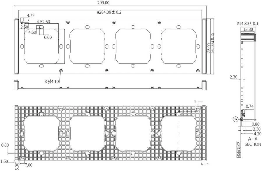 SONOFF 4 vietų baltas rėmelis M5-80W jungikliams
