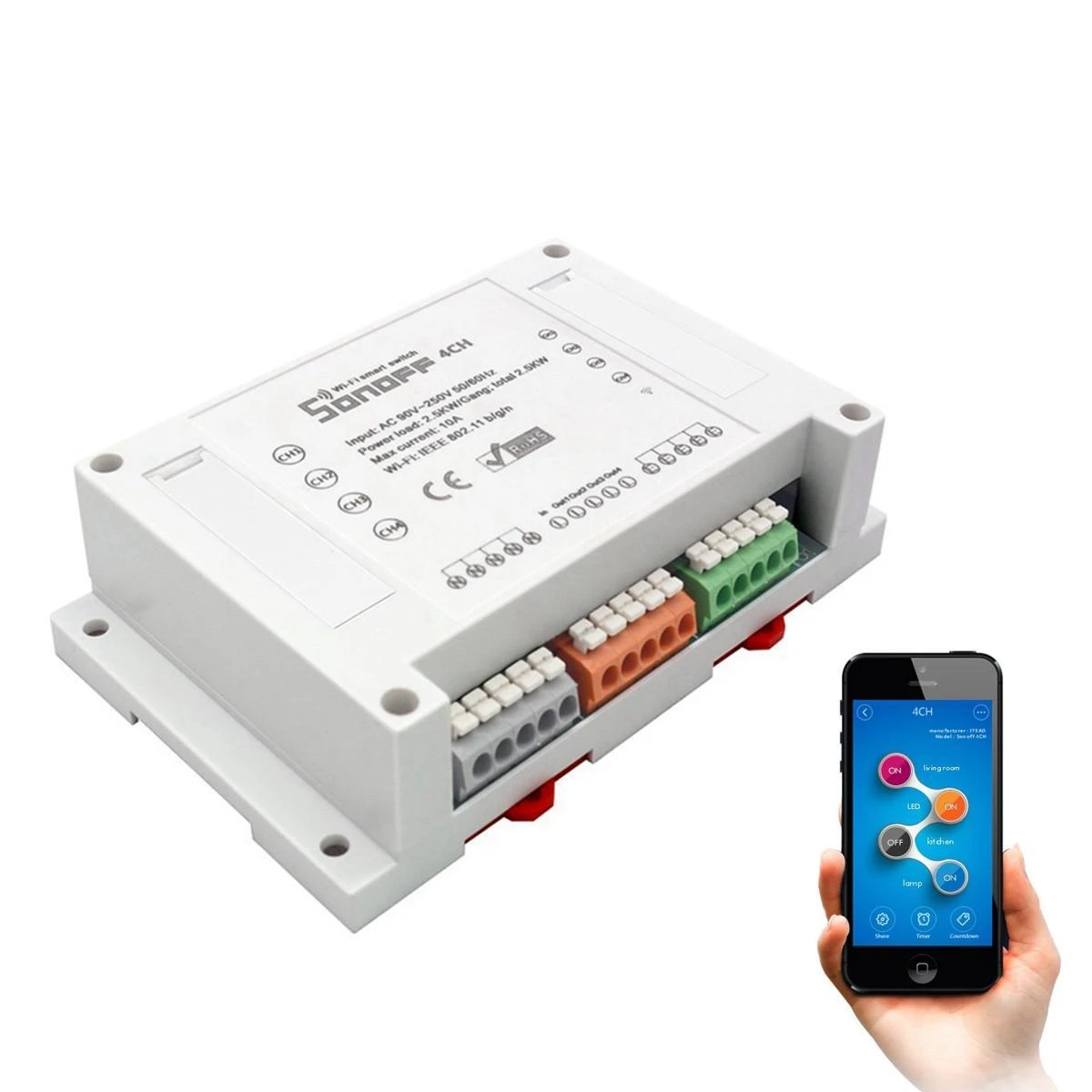 Sonoff R3 4-kanalų išmani relė valdoma WiFi 230VAC 2200W