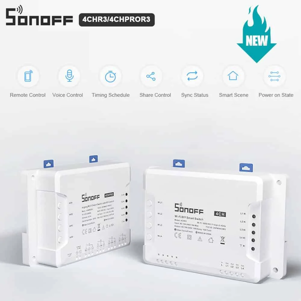 Sonoff R3 4-kanalų išmani relė valdoma WiFi 230VAC 2200W