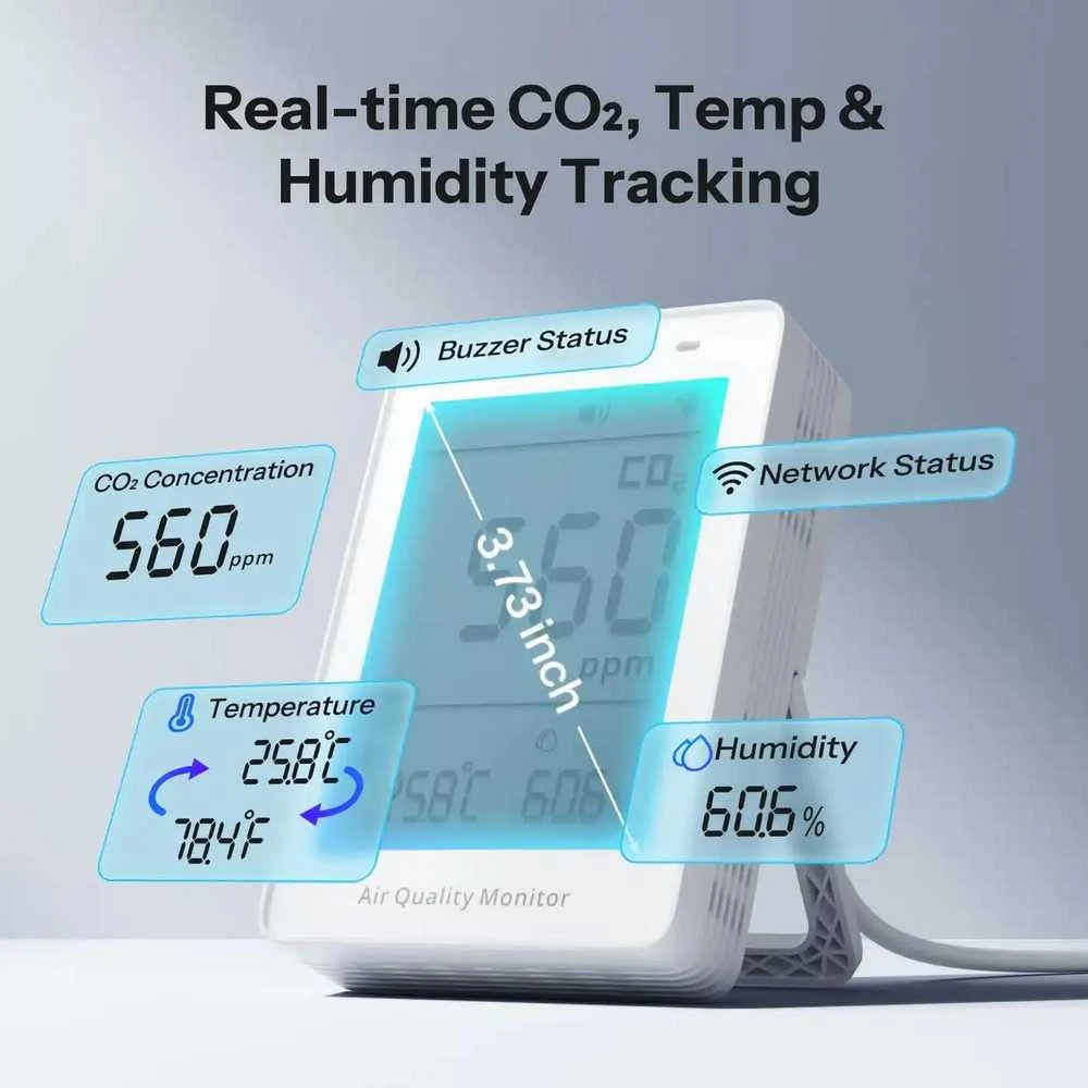 Sonoff AirGuard CO2 SAWF-08P Wifi temperatūros drėgmės ir CO2 sensorius, palaiko Matter