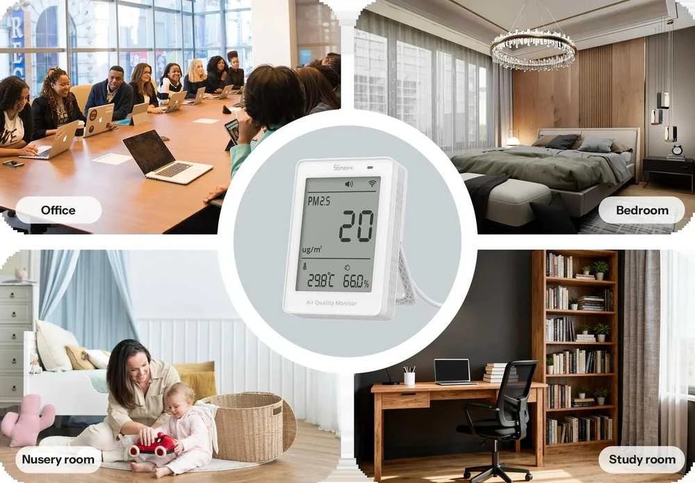 Drėkintuvas Sonoff AirGuard PM2.5 Wi-Fi oro kokybės sensorius, palaiko Matter