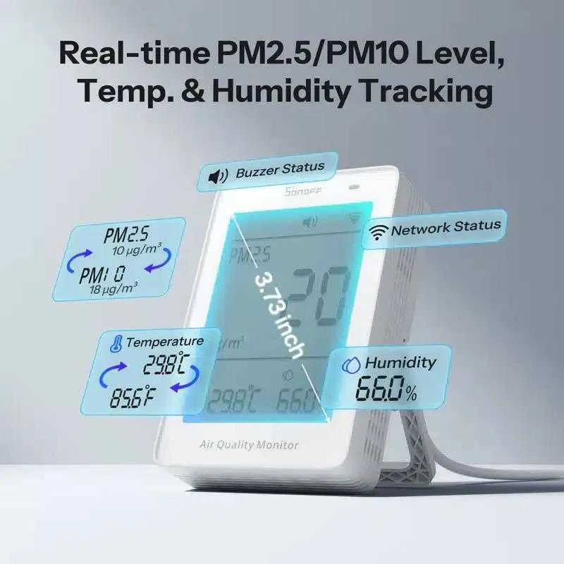 Drėkintuvas Sonoff AirGuard PM2.5 Wi-Fi oro kokybės sensorius, palaiko Matter