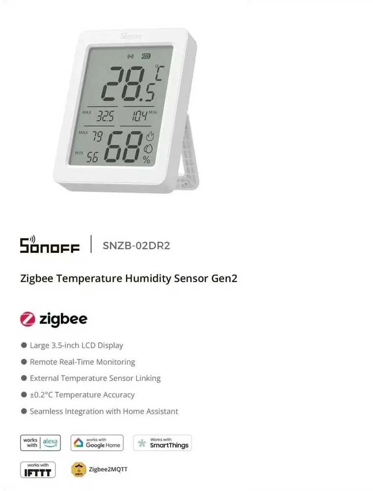 Sonoff AirGuard TH Zigbee temperatūros ir drėgmės sensorius SNZB-02DR2