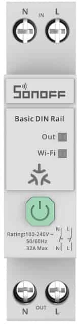 SONOFF Basic 1GSP išmanioji Wi-Fi DIN bėgelio relė 32A