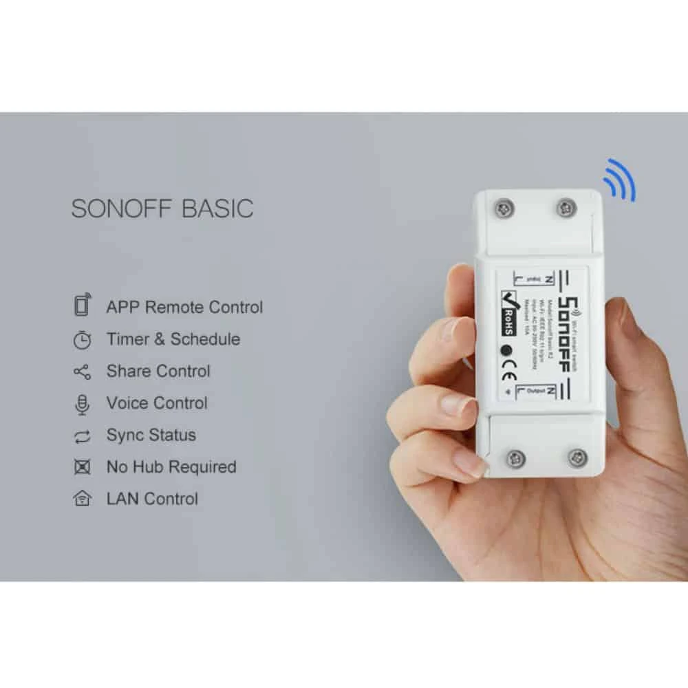 Sonoff Basic R2 1-kanalo išmani relė valdoma WiFi - 230VAC 2200W