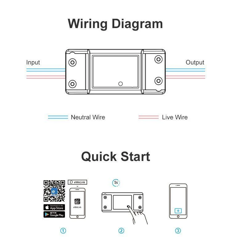 Sonoff Basic R2 1-kanalo išmani relė valdoma WiFi - 230VAC 2200W