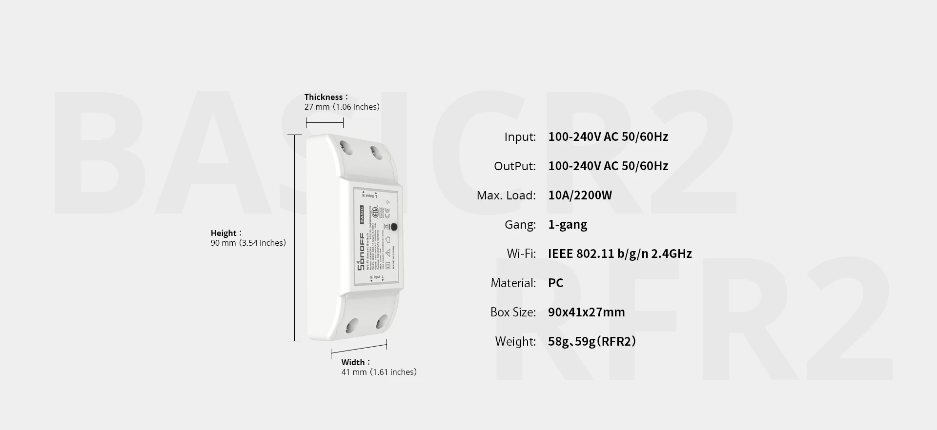 Sonoff Basic R2 1-kanalo išmani relė valdoma WiFi - 230VAC 2200W