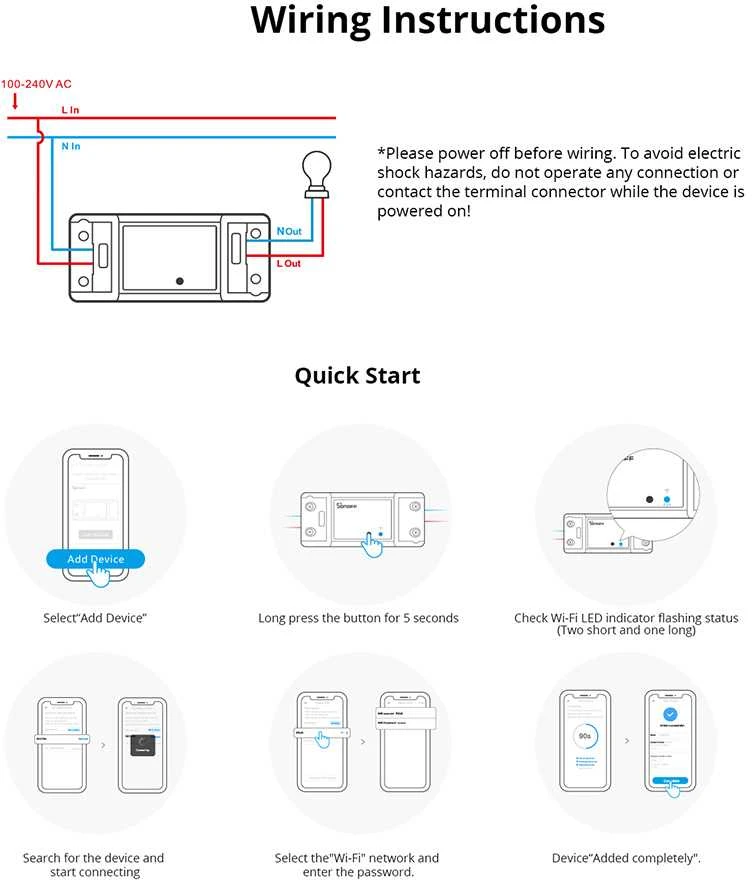 Sonoff BASICR4 Wifi + Bluetooth 10A relė