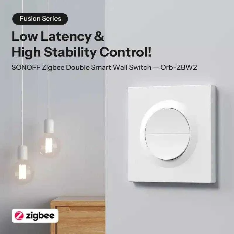 SONOFF MINI-ZB2GS-E ZigBee dviejų kanalų sieninis jungiklis.
