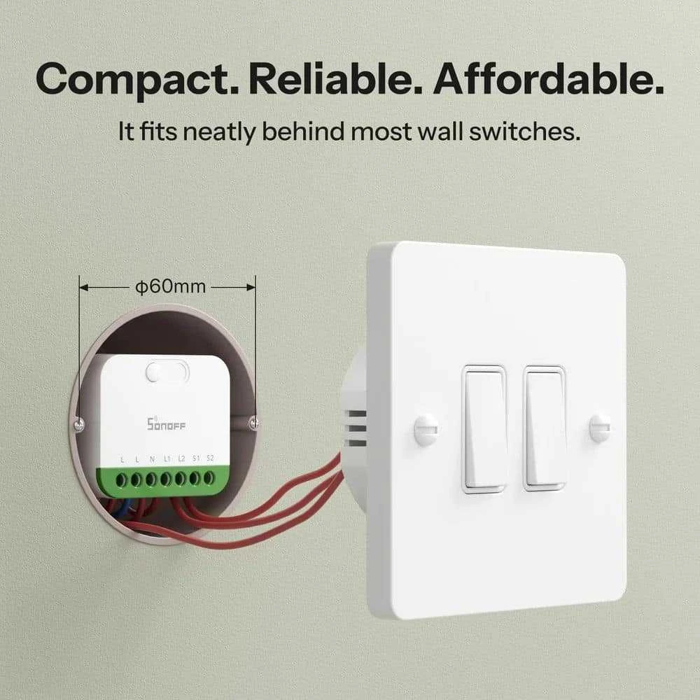 Sonoff Mini Duo 2 kanalų Wifi išmanioji relė, Matter