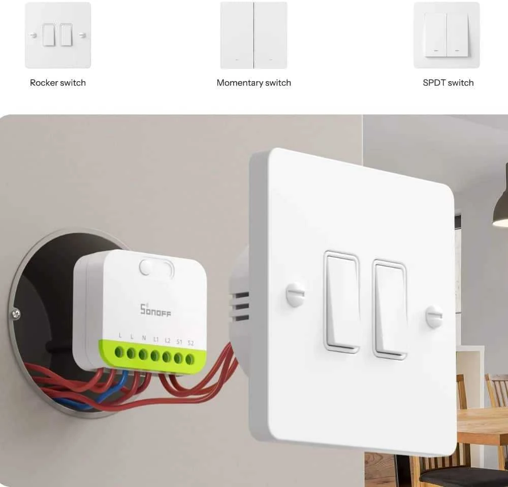 Sonoff Mini Duo 2 kanalų Wifi išmanioji relė, Matter