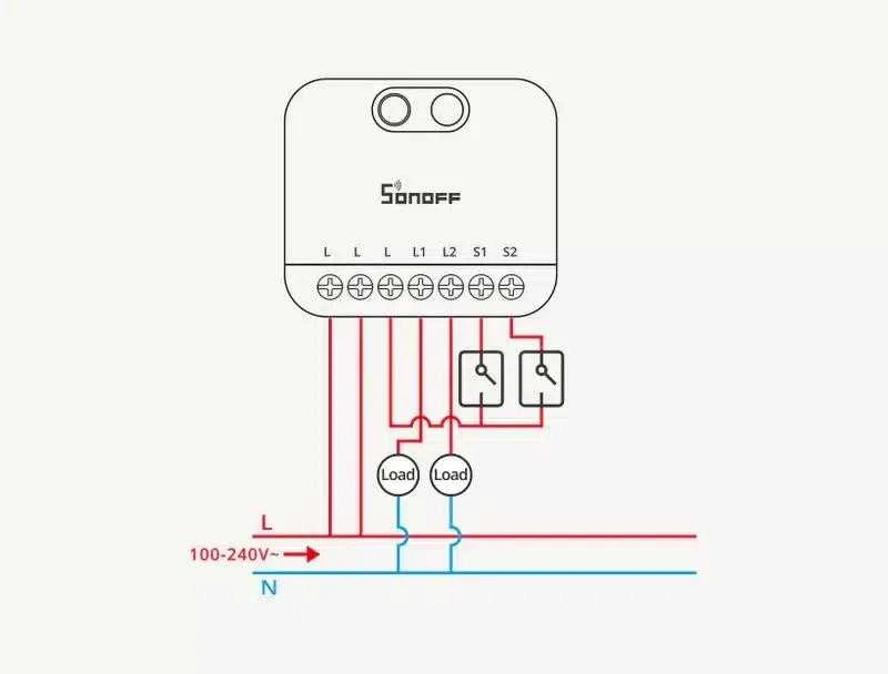 Sonoff Mini Duo-L 2 kanalų Zigbee 3.0 išmanioji relė (be nulio)