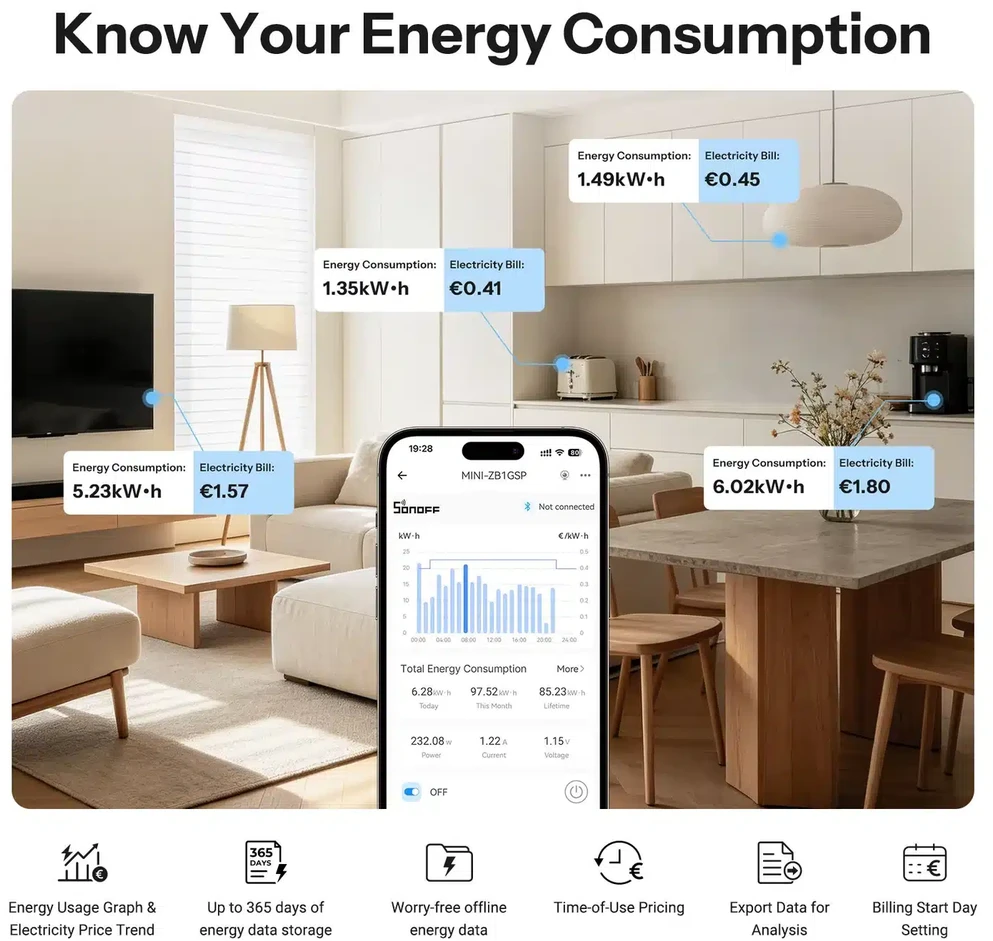 SONOFF MINI ONE PM (MINI-ZB1GSP) Zigbee išmanioji relė
