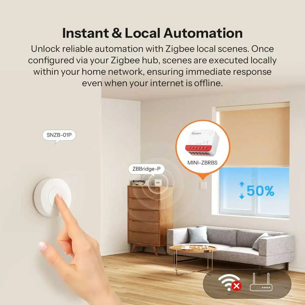 Sonoff MINI-ZBRBS išmanusis „ZigBee“ mini jungiklis