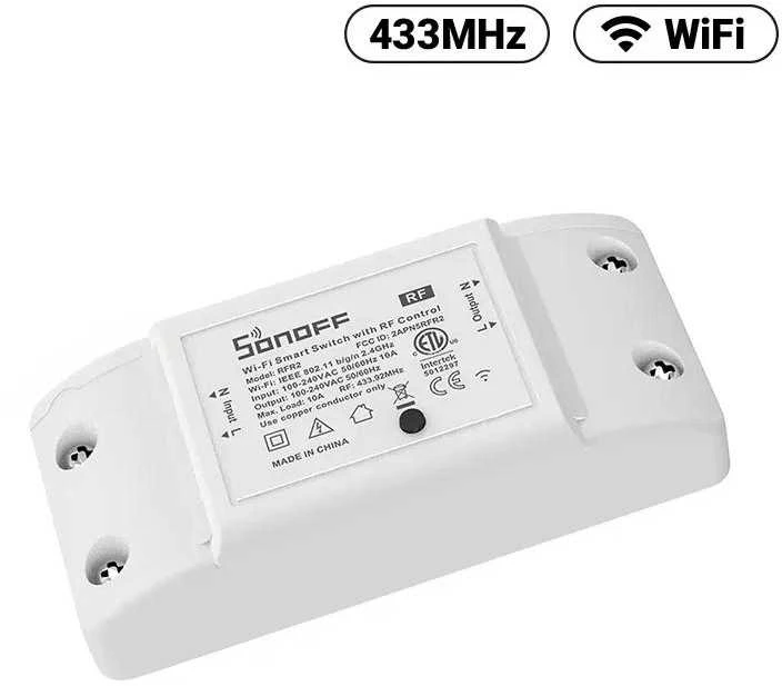 Sonoff RF R2 1 - kanalo išmani relė valdoma WiFi + 433MHz RF - 230VAC 2200W