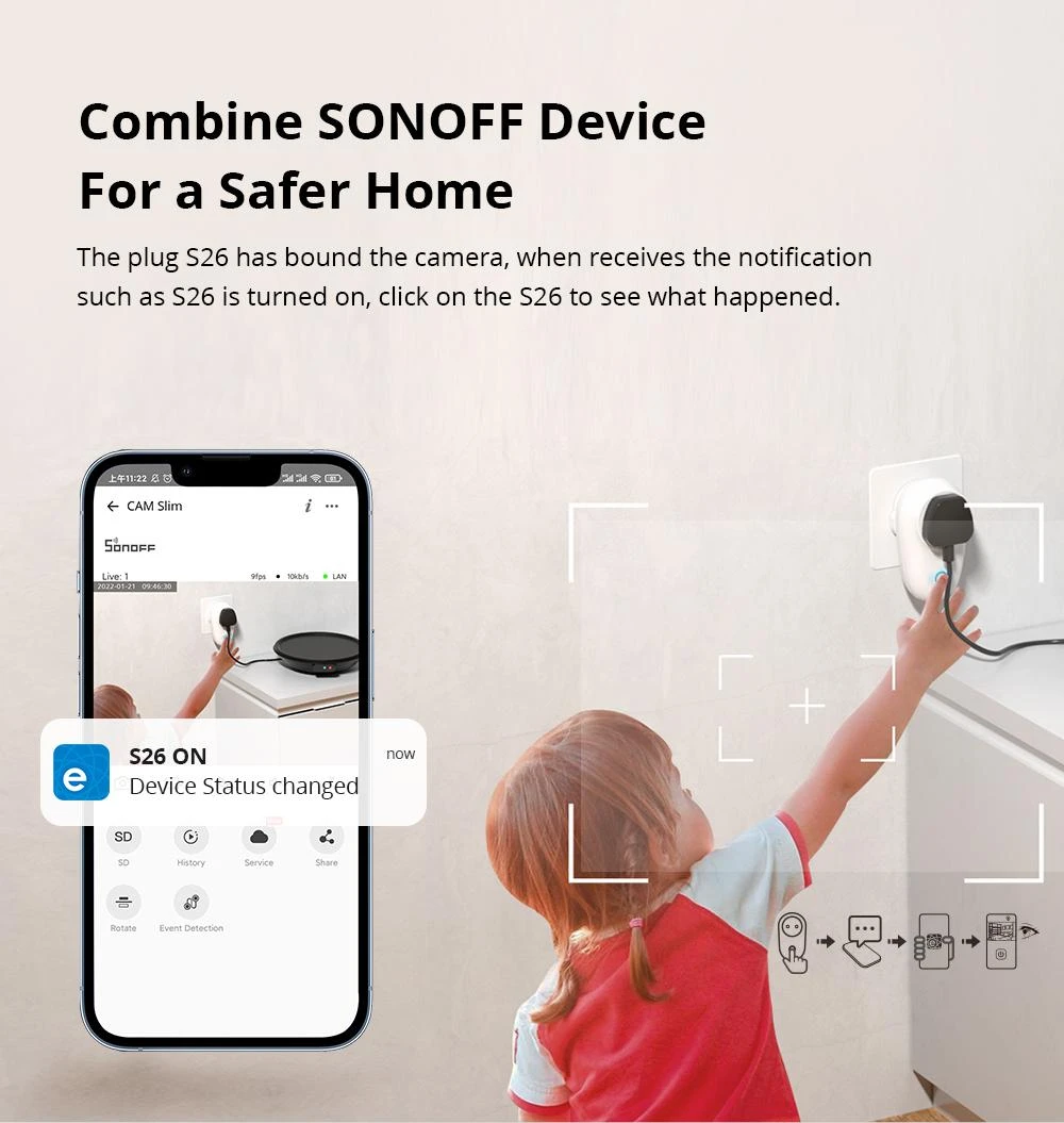 Sonoff S-CAM wifi namų apsaugos kamera 1080P