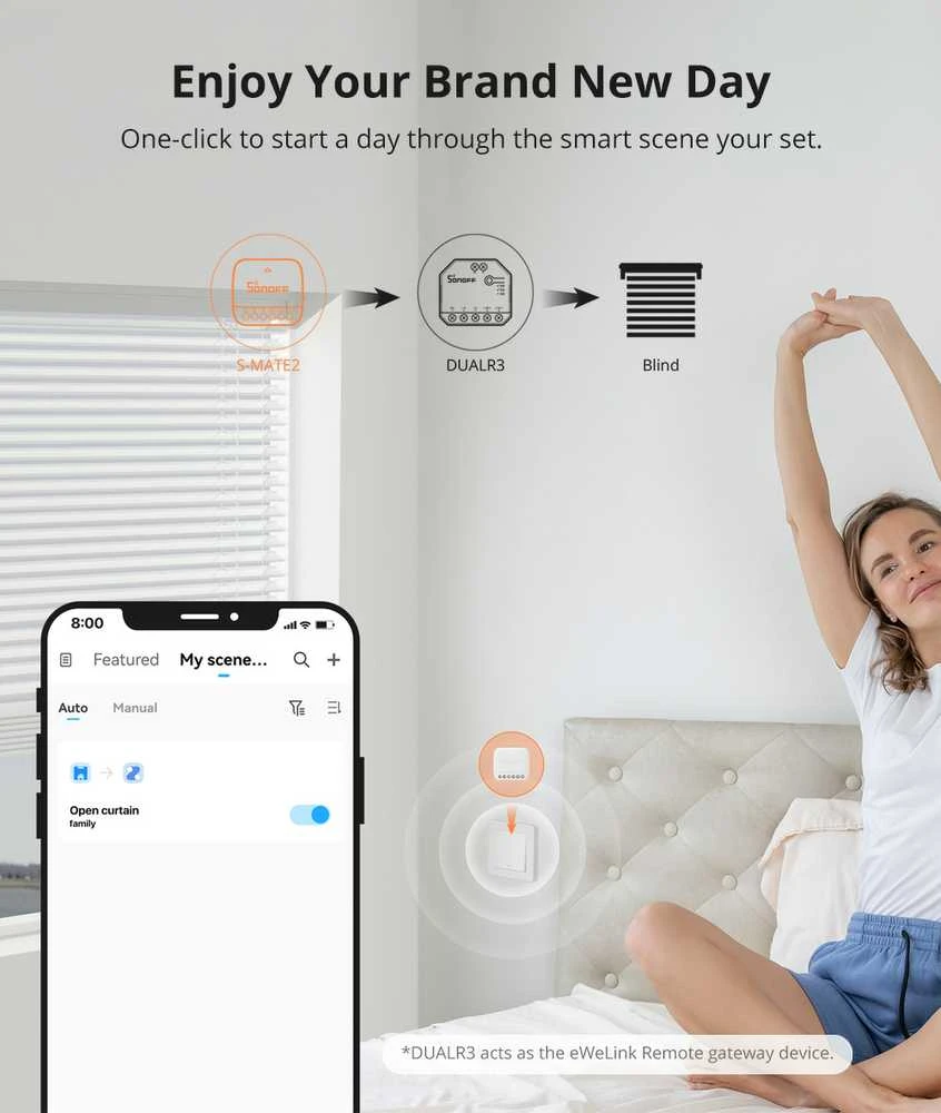 Išmanusis jungiklis Wi-Fi Sonoff S-MATE2