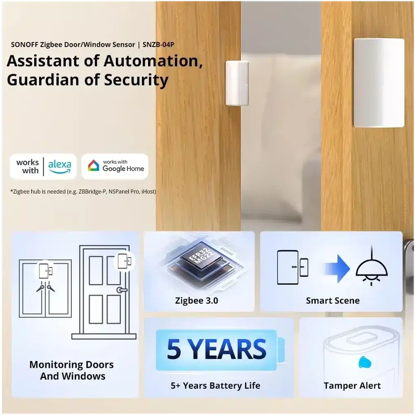 SONOFF SenseGuard DW Gen2 SNZB-04PR1 Zigbee Durų/langų magnetinis sensorius