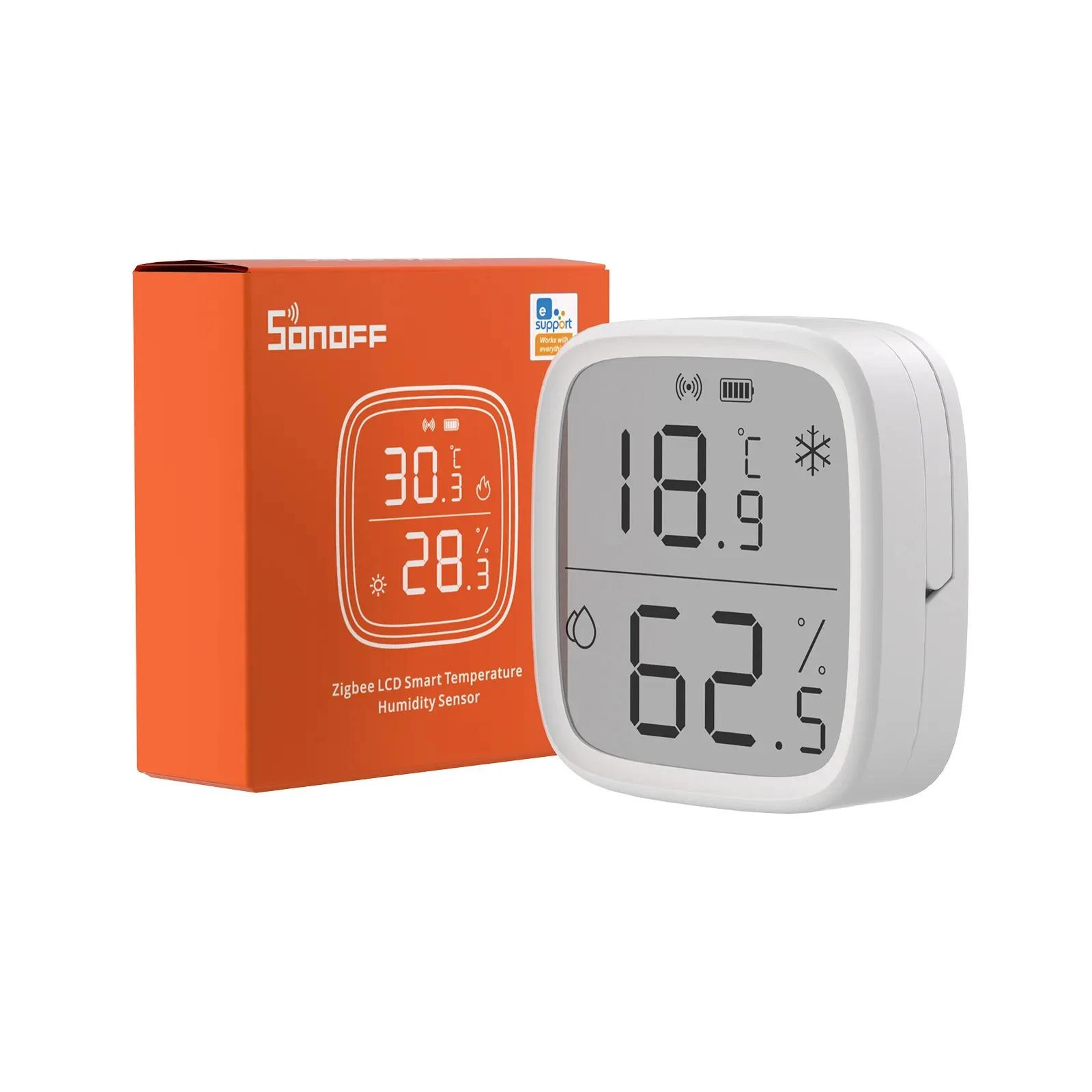 Sonoff SNZB-02D Zigbee 3.0 temperatūros ir drėgmės sensorius su LCD ekranu