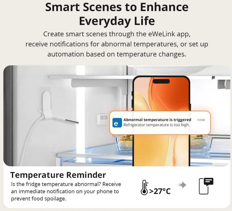 Sonoff SNZB-02LD Zigbee 3.0 temperatūros belaidis sensorius IP65