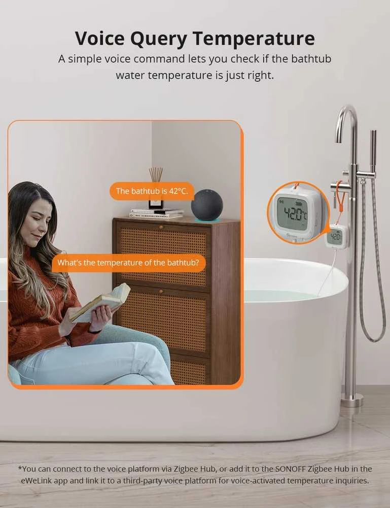 Sonoff SNZB-02LD Zigbee 3.0 temperatūros belaidis sensorius IP65