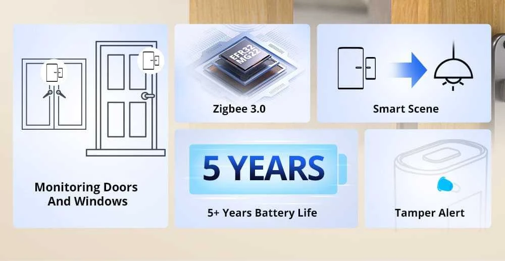 SONOFF SNZB-04P Zigbee Durų/langų magnetinis sensorius