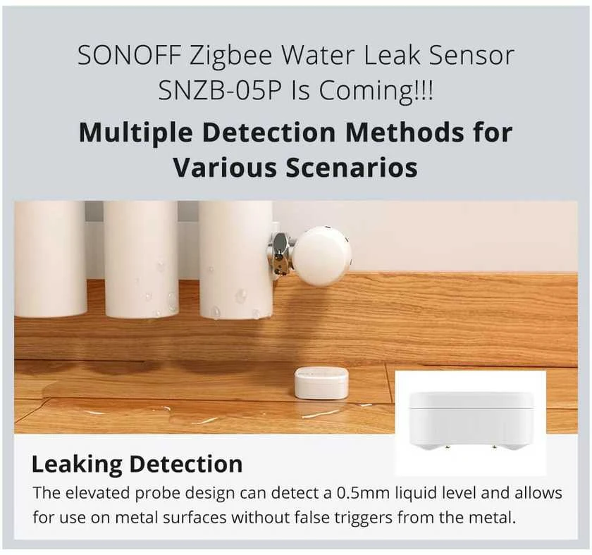 Sonoff SNZB-05P IP67 Zigbee vandens nuotėkio jutiklis su prailginamuoju laidu